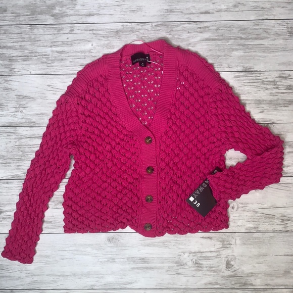 Sweaters - Broadway Hot Pink Cardigan Size Medium NWT